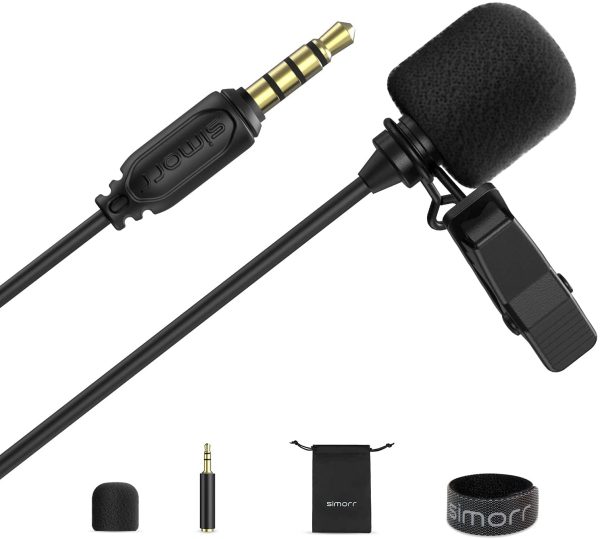 simorr Wave L1 3.5mm TRS/TRRS Professional Lavalier Microphone for Mobile Phone, Computer and Tablets for Youtube Video Shooting, Video Conference, Vlogging Lapel Clip-on Mic Cable Length 2M / 6.5ft [Balck] - 3388 - Image 6