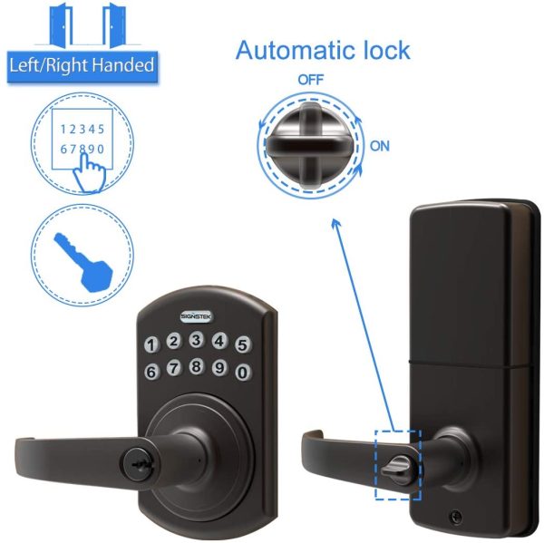 Keypad Entry Door Lock with Flex-Lock and Reversible Lever, LED Backlight, Password/Key Accessible - Image 4