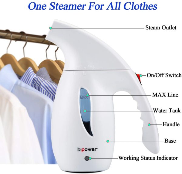 BIPOWER Steamer for Clothes, Powerful Handheld Clothes Steamer, Wrinkle Remover, Newest Design, 60 Seconds Heat-Up Garment Steamer for Home and Travel, Auto-Off, ETL Certified 100% Safe - Image 5