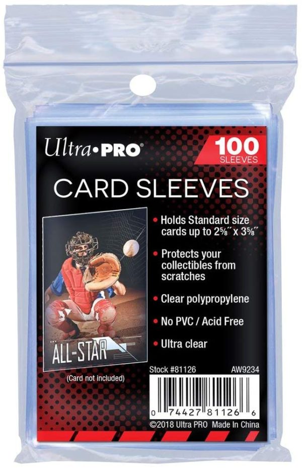 Ultra Pro Soft Card Sleeves 2-5/8 inch X 3-5/8 inch, Ultra Clear (100Count)