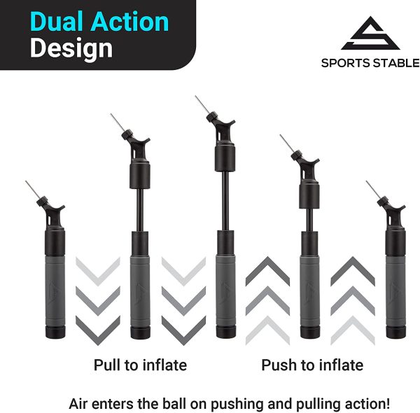 Sports Stable Ball Pump with 5 Needles Dual-Action Air Pump for Your Basketball, Football, Soccer Ball, Volleyball and Other Inflatable Balls - Image 2