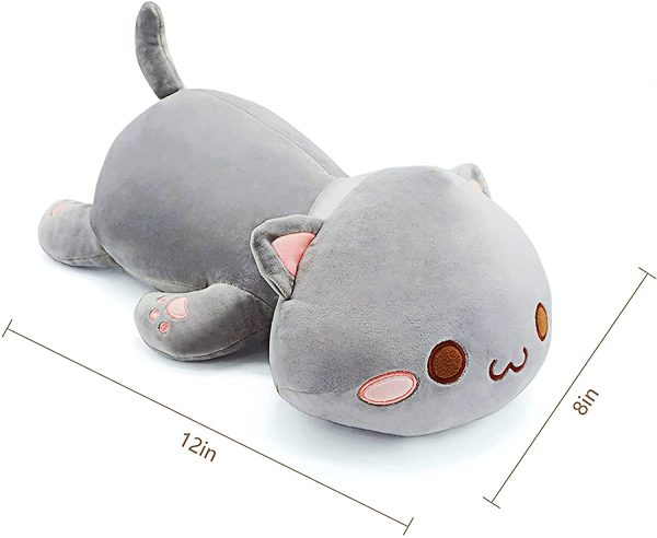 Cute Kitten Plush Toy Stuffed Animal Pet Kitty Soft Anime Cat Plush Pillow for Kids (Gray A, 2")