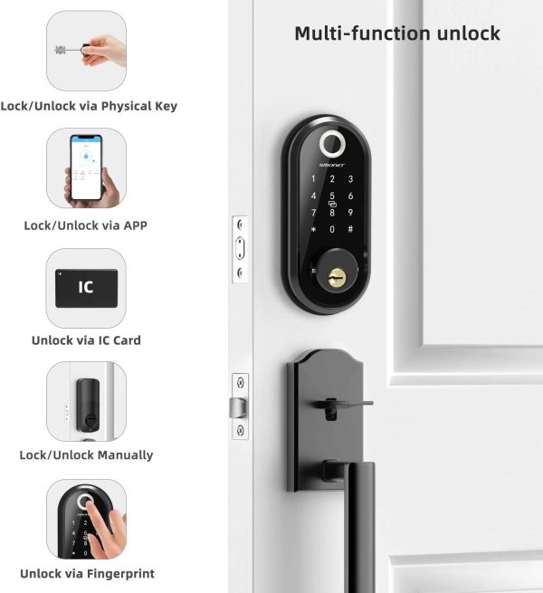 Smart Lock, Fingerprint Smart Door Lock,Keyless Entry Door Lock Keypad,Electronic Deadbolt with WiFi and Bluetooth App Control,Ekeys Sharing, App Monitoring Auto Lock for Homes and Hotel - Image 5