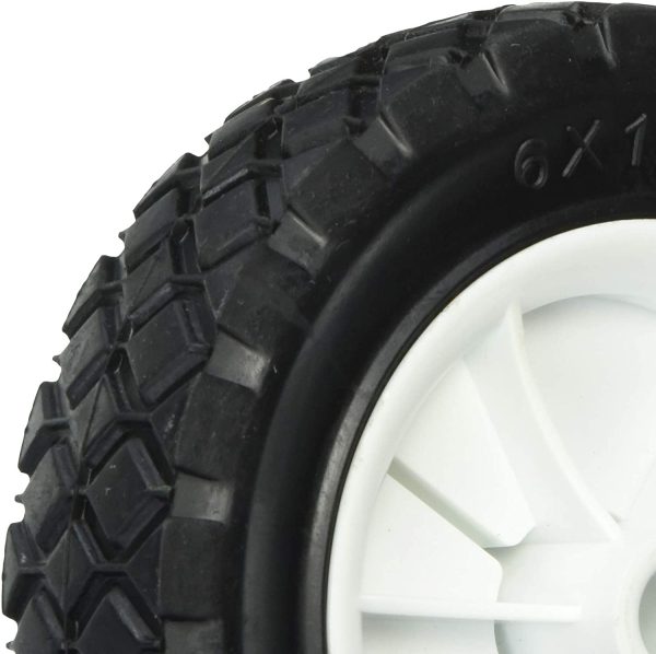 Shepherd Hardware 9610 6-Inch Semi-Pneumatic Rubber Replacement Tire, Plastic Wheel, 1-1/2-Inch Diamond Tread - Image 3