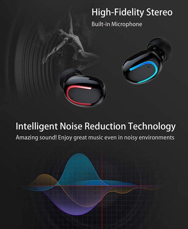 Wireless Earbuds,  Headphones Wireless Immersive Bass Sound Bluetooth 5.0 Headphones with Noise Cancellation Mic, IPX5 Waterproof Bluetooth Earphone with Charging Case for Work, Sports - Image 5