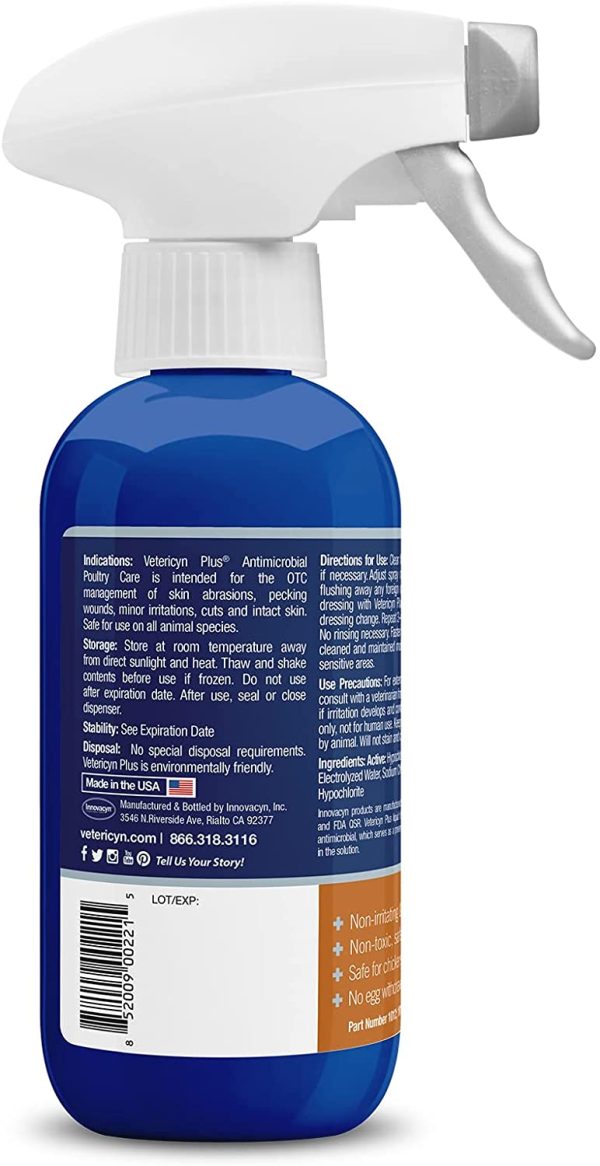 Vetericyn Plus Antimicrobial Poultry Care Spray | Wound Spray for Chickens and Other Bird Species ??Non-Toxic ??No Antibiotics ??Made in The USA ??8-Ounce