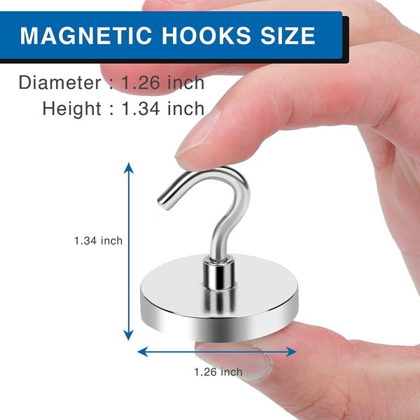 Magnetic Hooks Heavy Duty, 100 lb Strong Magnetic Hooks for Hanging, Toolbox, Cruise, Office and Kitchen etc- 4 Pack - Image 5