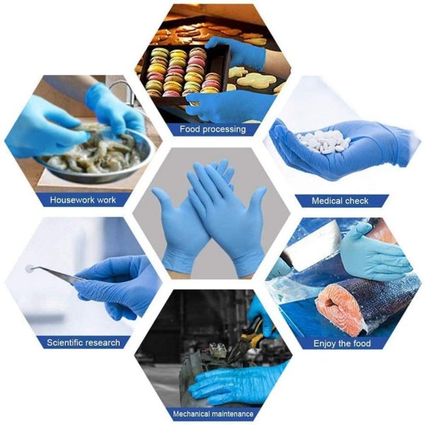 Nitrile Disposable Gloves, Gloves Latex Free, Powder Free Gloves, Food Grade Gloves, 100 Pc L Size, Blue