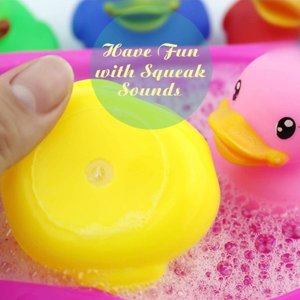 Novelty Place [Float & Squeak] Rubber Duck Ducky Baby Bath Toy for Kids Assorted Colors (12 Pcs)