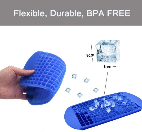 Silicone Mini Ice Cube Trays 2 Pack, 160 Small Ice Cube Molds Easy Release Crushed Ice Cube for Chilling Whiskey Cocktail, BPA Free Flexible Stackable and Durable Soft Mold Storage Containers - Image 2