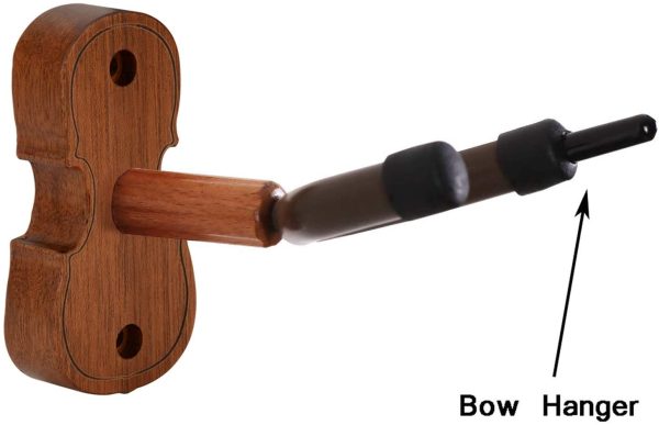 Rosewood Violin Hanger With Bow Hanger Viola Hanger Home & Studio Wall Mount Violin Hanger (Rosewood MA-5) - Image 6