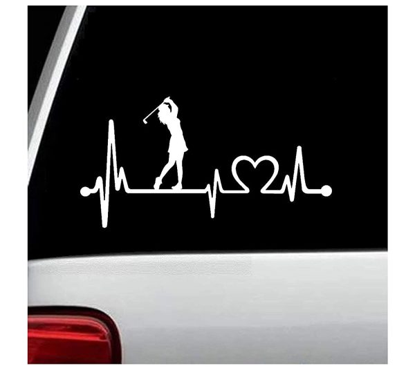 Lady Golfer Golf Heartbeat Lifeline Decal Sticker BGK1080