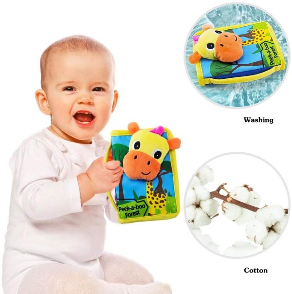 teytoy Baby Cloth Book Pop-Up Squeak Animal Soft Activity Crinkle and Vibrant Pages 3D Learning Books Infant Toddlers Travel Busy Toys - 2 pcs Busy Forest Theme Book for 3-6 Months Babies - Image 6