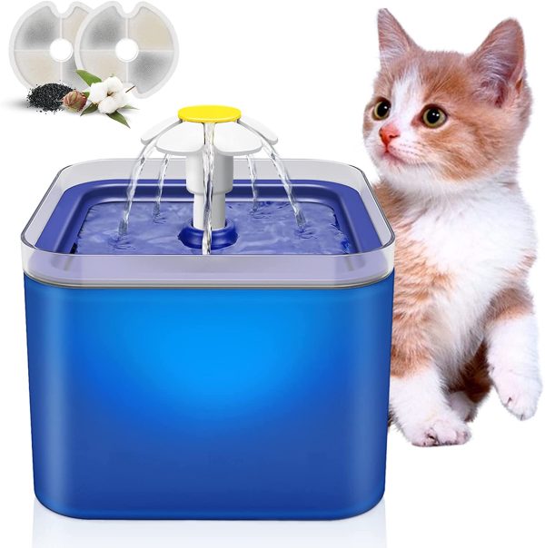 Cat Water Fountain, OWZ Pet Fountain Ultra-Quiet, 2.0L Cat Drinking Fountain with LED Light, Pet Water Fountain for Cats and Dogs, 2 Replacement Filters (Blue) - Image 7