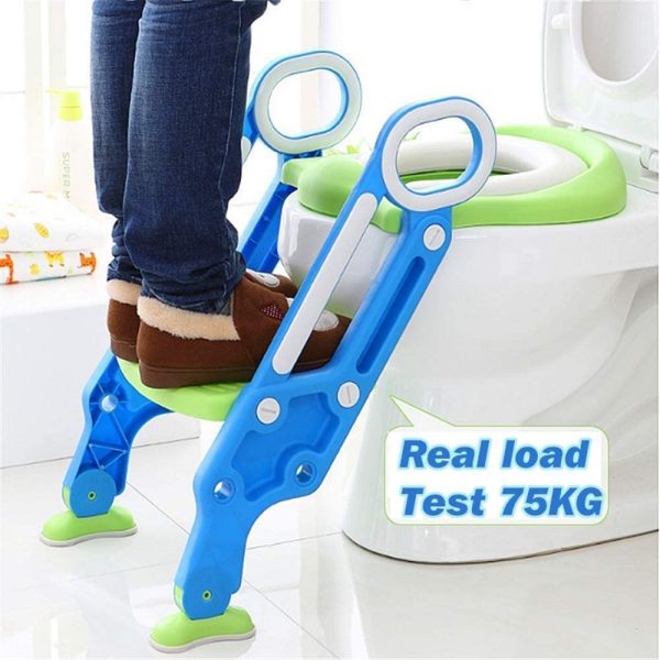 Potty Training Toilet Seat with Step Stool Ladder for Boys and Girls Baby Toddler Kid Children Toilet Training Seat Chair with Handles Padded Seat Non-Slip Wide Step (Blue Purple Upgraded Standard Seat) - Image 3