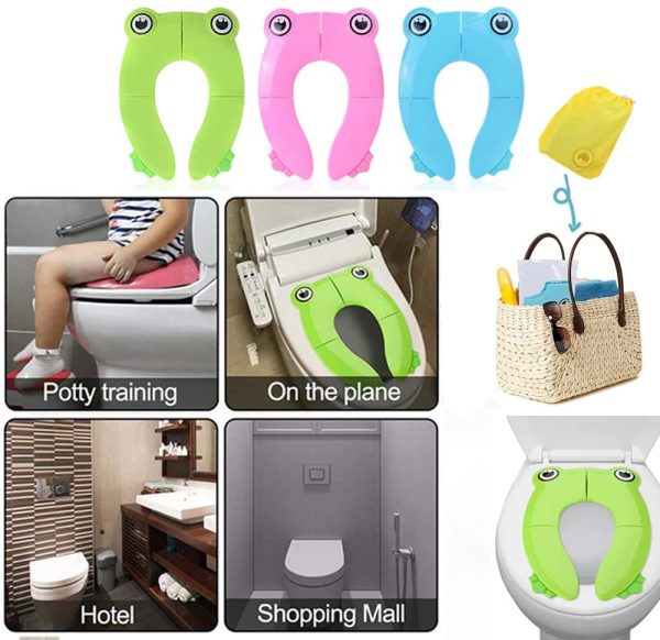 Safcare Folding Large Non-Slip Potty Training Seat for Boys and Girls, Travel Portable Reusable Toddlers Toilet Seat Covers Liners Fits Round & Oval Toilets with Carry Bag - Image 4