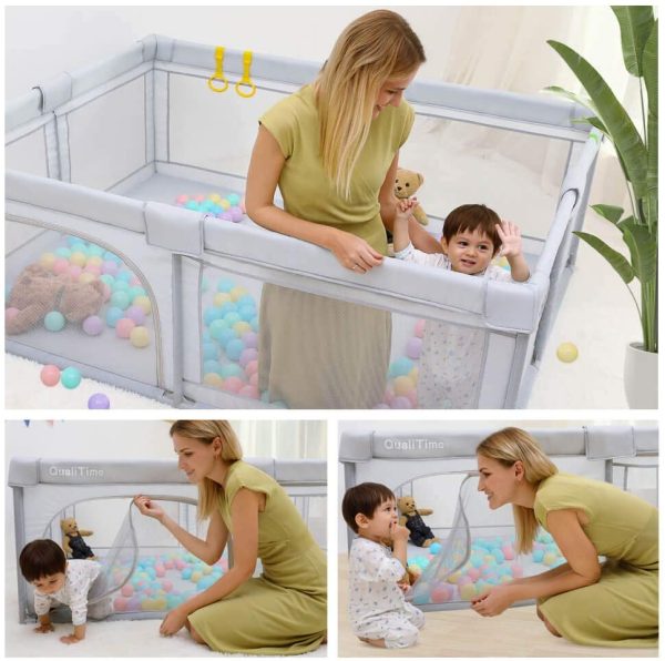 Baby Playpen Extra Large Playyard for Toddler - Reliable Kids Activity Center for Infant, Sturdy Safety Playpen with Thickened Pipes+ Anti-Slip Suckers+ Super Soft Breathable Mesh - Image 4