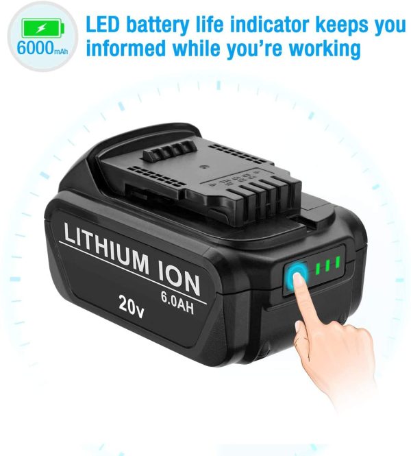 2 Pack 20V 6000mAh Lithium Ion Replacement Battery Compatible with DCB200 DCB205 DCV580 DCB204 DCB180 DCB203 DCD740 DCD780 DCD785C2 DCB181 Cordless Tools - Image 5