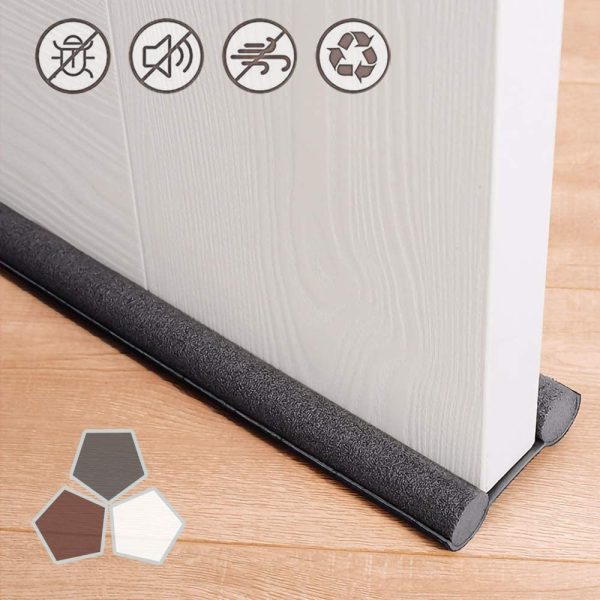 Under Door Draft Stopper 37 Inches Cuttable and Washable,Twin Door Draft Stopper,Energy Saving Door Weather Stripping Reduce Noise Window Breeze Blocker Adjustable Door Sweeps,Black - Image 4