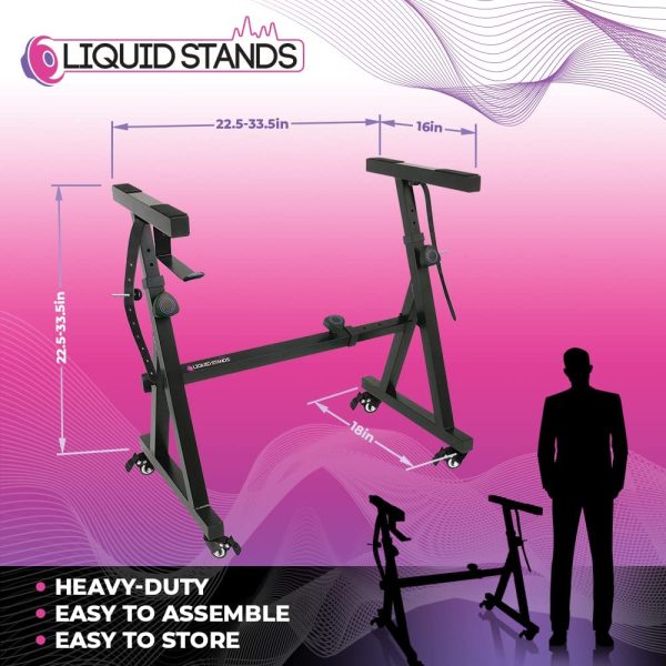 Liquid Stands Piano Keyboard Stand w/Wheels - Z Style Adjustable & Portable Professional Heavy Duty Digital Piano Stand (Fits 54-88 Key Electric Pianos) - Image 6