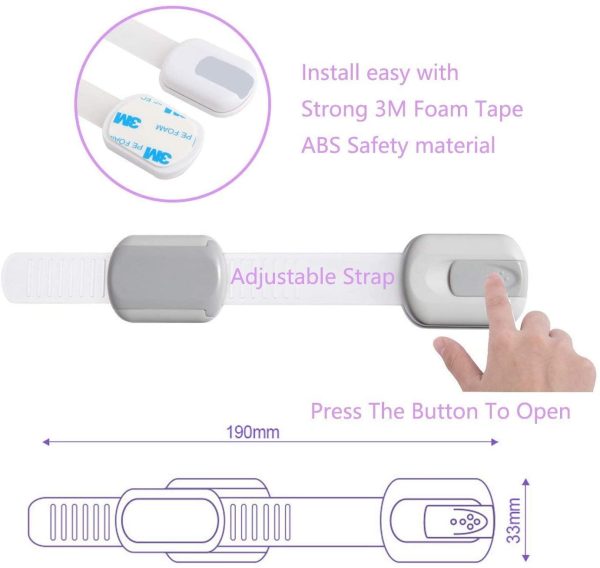 Child Proof Baby Safety Locks for Cabinet Locks Extra 3M Adhesive No Screws for Drawers Cupboard Doors (6Pack Child Safety Cabinet Locks) - Image 2