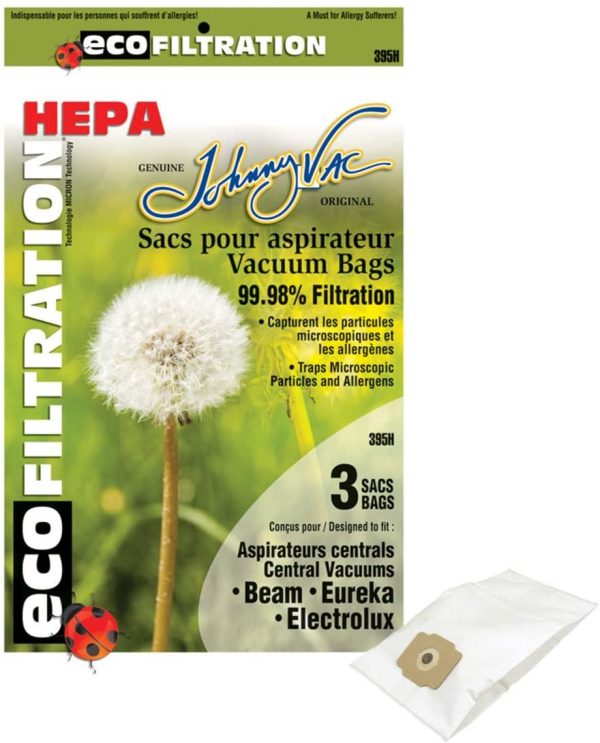 Johnny Vac HEPA Central Vacuum Bag 395H - Compatible with Beam, Eureka, Electrolux, Kenmore, Nilfisk (Pack of 3) - Image 3