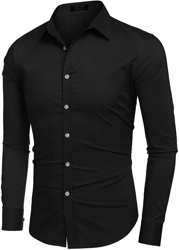 COOFANDY Men's Muscle Fit Dress Shirts Wrinkle-Free Long Sleeve Casual Button Down Shirt - Image 7