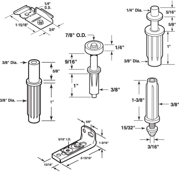 Prime-LINE N 7534 Bi-Fold Door Hardware Repair Kit ?C Includes Top and Bottom Brackets, Top and Bottom Pivots and Guide Wheel ?C Door Repair Kit for 1?? to 1-3/8?? Thick Doors Up to 50 Lbs. - Image 3