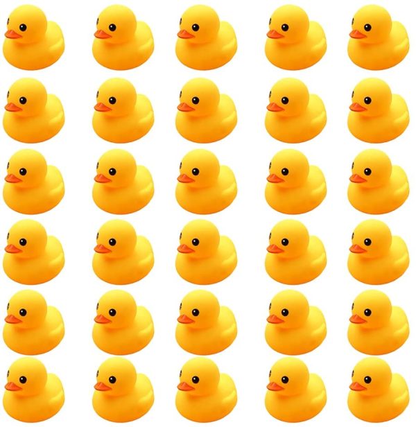 50 PCS Mini Rubber Duck Bath Duck Toys for Toddlers Boys Girls,Squeak and Float Yellow Ducks in Bulk Jeep Ducks Baby Shower Duck Decorations Party Favors (1.6''-50pcs Ducks) - Image 3