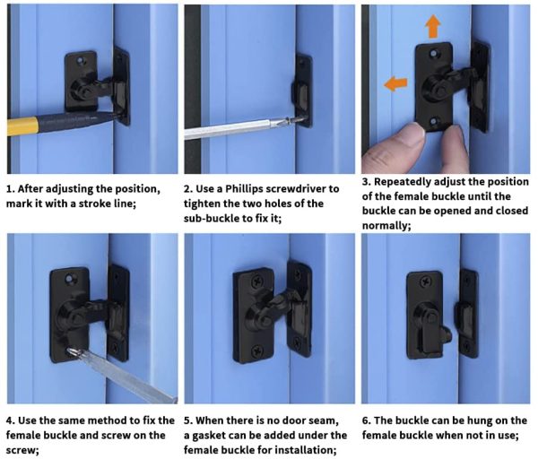 90 Degree Right Angle Door Lock Lock Bolt Lock cam Lock for Door and Window Sliding Lock bar Bolt Storage Sliding Door Lock Sliding Latch Lock Door Buckle Special Door Lock - Image 4