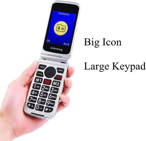 Ushining 3G Senior Flip Phones Unlocked Canada Dual Screen Basic Cell Phone Large Volume Big Button Mobile Phone with Charging Dock for Seniors??Black?? - Image 6