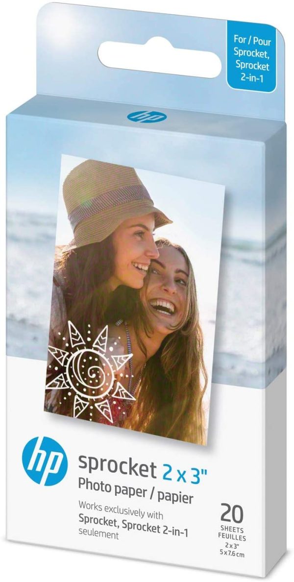 Sprocket 2x3" Premium Zink Sticky Back Photo Paper (20 Sheets) Compatible with  Sprocket Photo Printers.