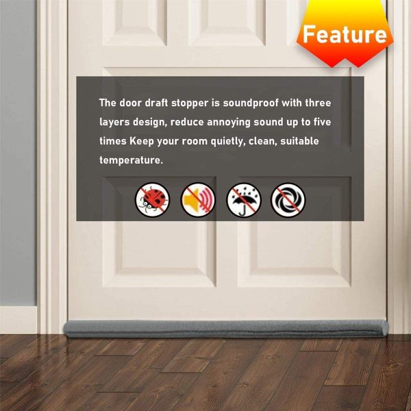 Under Door Draft Stopper 37 Inches Cuttable and Washable,Twin Door Draft Stopper,Energy Saving Door Weather Stripping Reduce Noise Window Breeze Blocker Adjustable Door Sweeps,Black - Image 6