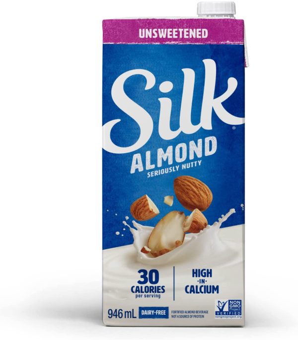 SILK Unsweetened Original Almond Milk - 12 Pack - 946ml - Plant-Based Beverage - No Added sugar - Dairy-Free - Vegan - Shelf Stable - Non-GMO - Image 5