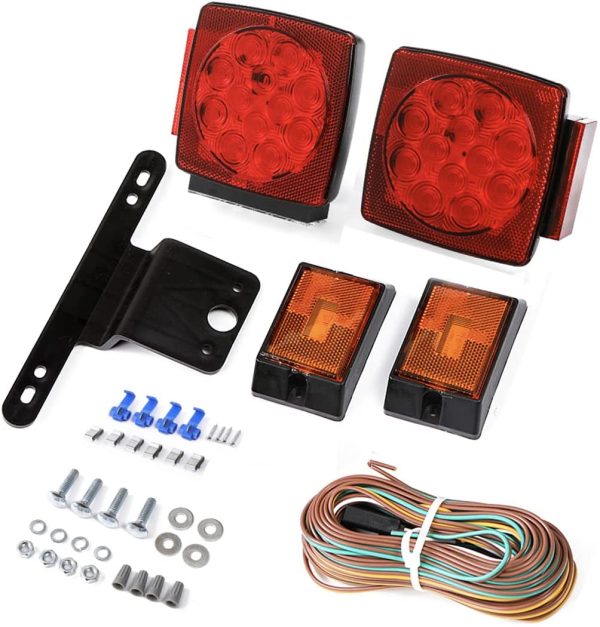 12V LED Submersible Trailer Tail Light Kit Stop Tail Turn Signal Lights for Under 80 Inch Boat Trailer Truck RV Snowmobile - Image 8