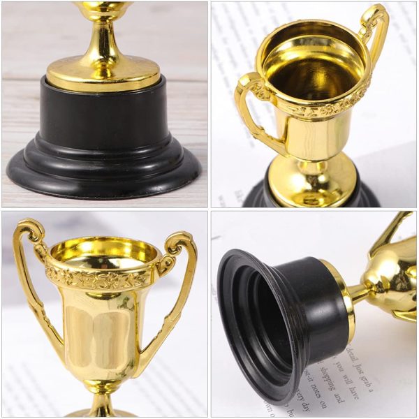 NUOBESTY Plastic Gold Trophies Gold Cup Trophy Kids Competition Prize Cups for Party Celebrations, Award Ceremony and Appreciation Gift 12pcs