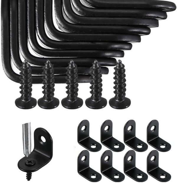 Right Angle Bracket Corner Brace, 30Pcs Black Joint Bracket Fastener 90 Degree Metal Angle Brackets (20 * 20 * 16mm) - Image 5