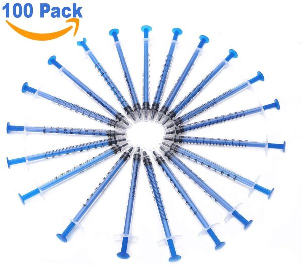 Zhixing 50Pack 1ml 1cc Syringe with Caps for Scientific Labs and Pet Feeding Multiple Uses（Blue)