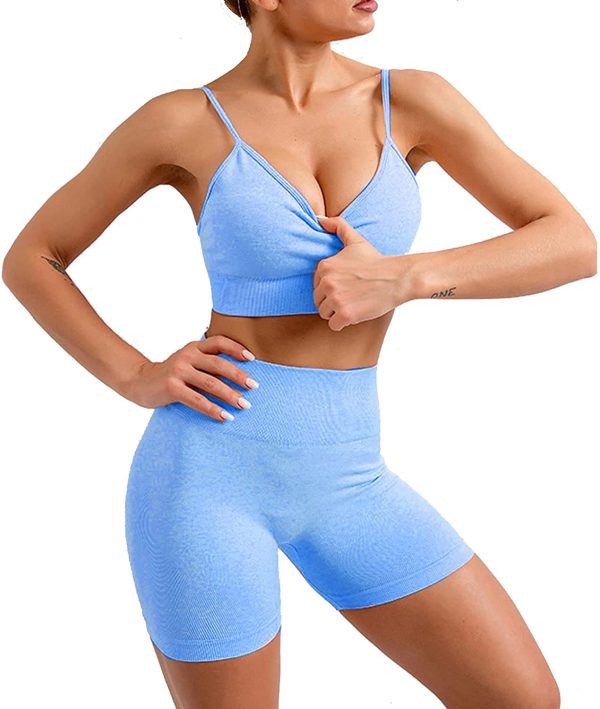 MANON ROSA Workout Set Women 2 Piece Activewear Clothes Seamless Gym Sports Bras Biker Shorts Outfits Fitness Sportswear - Image 2