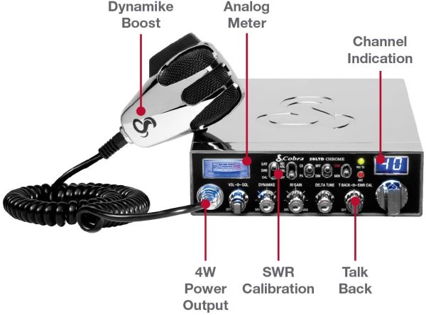 Cobra 29LTDCHR Professional CB Radio ?C Chrome Finish, Adjustable Talk Back, Instant Channel 9, Full 40 Channels, SWR Calibration, PA Capability - Image 3