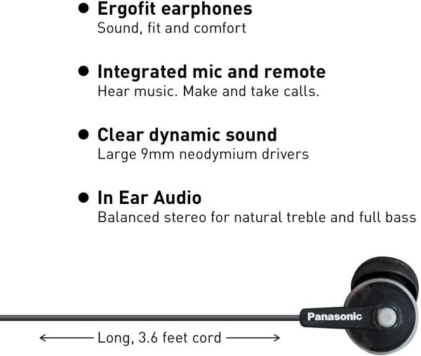 RPTCM125K ErgoFit In-Ear Earbud Headphones with Mic and Controller, Black