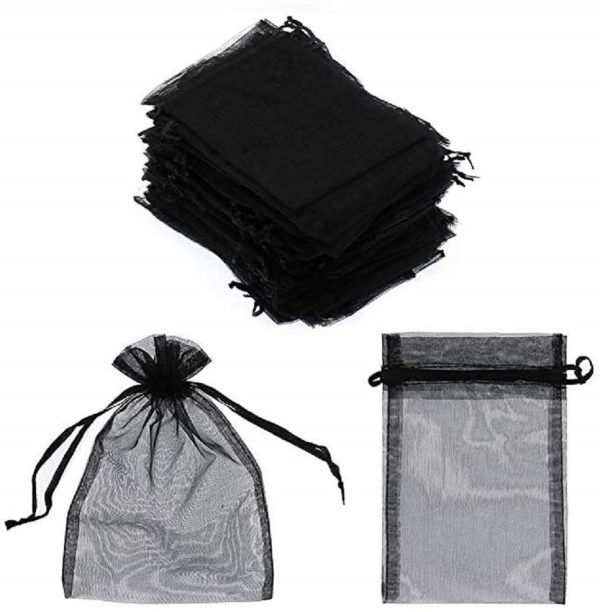 100 pcs Organza Gift Bags 4x6 inch Black Drawstring Organza Jewelry Party Wedding Favor Party Festival Gift Bags Candy Bags (Black 100pcs, 4 * 6 IN) - Image 2