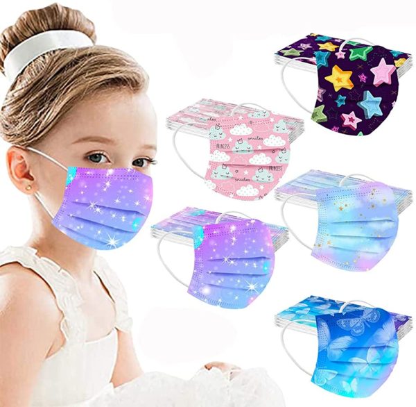 Kids Disposable Face_Masks, Colorful Printed Cute Design with Elastic Earloop 3-Ply Breathable 50pcs - Image 6