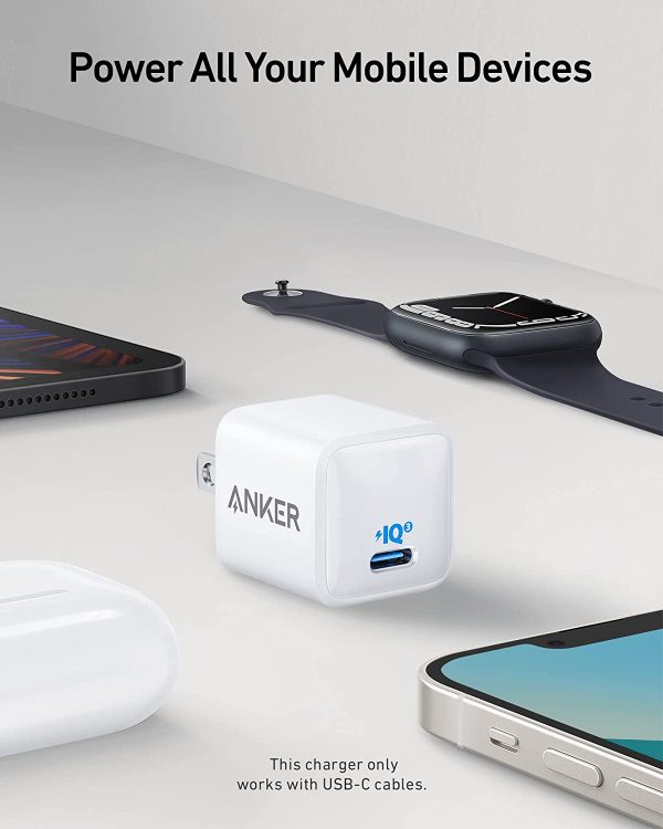 Anker USB C Charger 20W, 511 Charger ( Nano ), PIQ 3.0 Durable Compact Fast Charger, Anker Nano for iPhone 13/13 Mini/13 Pro/13 Pro Max/12, Galaxy, Pixel 4/3, iPad/ iPad mini (Cable Not Included)