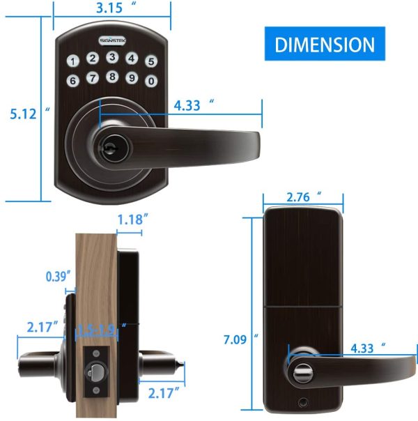 Keypad Entry Door Lock with Flex-Lock and Reversible Lever, LED Backlight, Password/Key Accessible