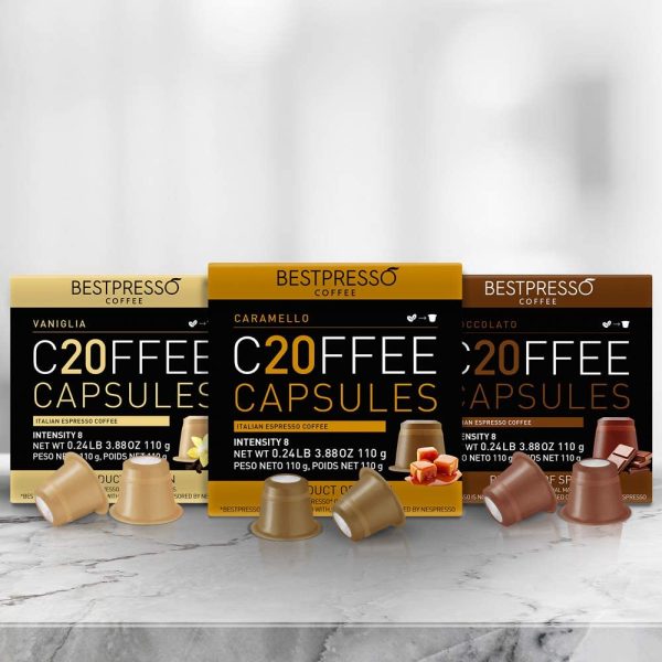 Bestpresso Coffee for Nespresso Original Machine 120 pods Certified Genuine Espresso Variety Pack Caramel,Vanilla and Chocolate, Pods Compatible with Nespresso Original *New Packaging * - Image 3