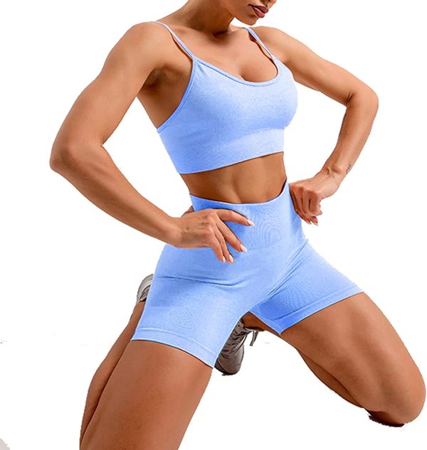 MANON ROSA Workout Set Women 2 Piece Activewear Clothes Seamless Gym Sports Bras Biker Shorts Outfits Fitness Sportswear - Image 6