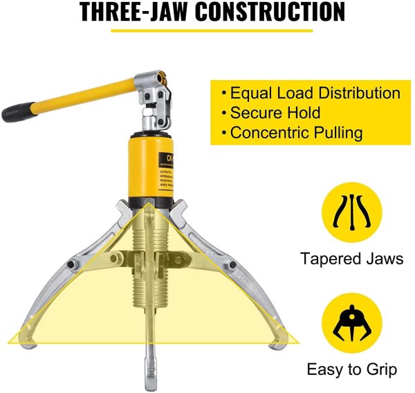 15 Ton Hydraulic Gear Puller Adjustable 3 Jaws Wheel Bearing Pulling Separator 3 in 1 Pump Oil Tube Drawing Machine Wheel Bearing Hub Removal Tool w/Case