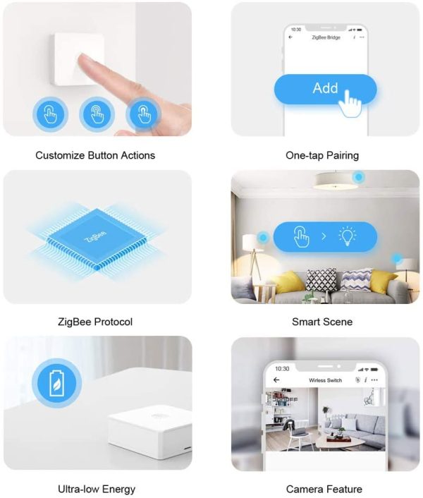 SNZB-01 Zigbee Wireless Switch, Supports to Create Smart Scenes, And Trigger The Connected Devices on Ewelink APP With Three Control Options - Single, Double Press, and Long Press,  ZigBee Bridge Required. - Image 6