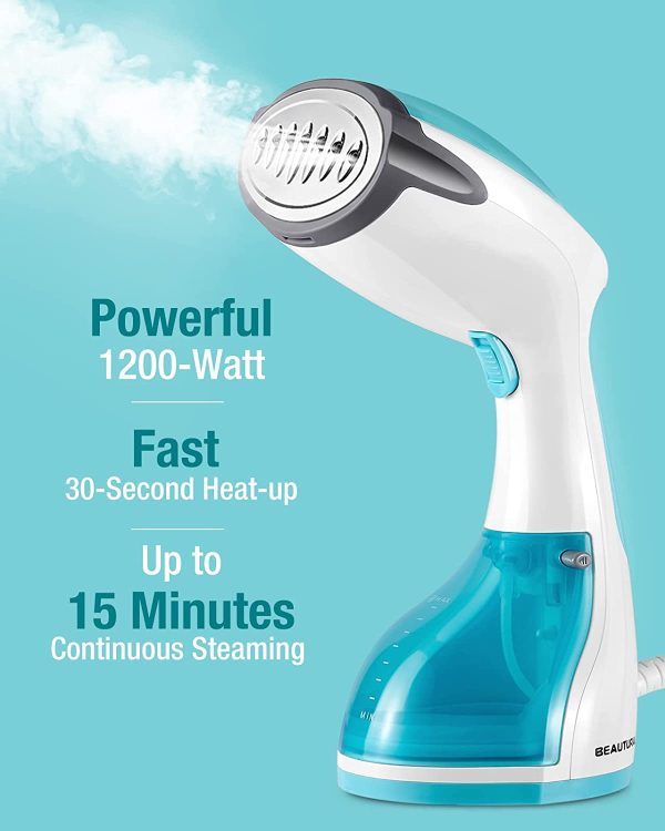 1200-Watt Handheld Steamer for Clothes, 30-Second Heat-up, 8.79-Ounce Water Tank, Aqua - Image 5